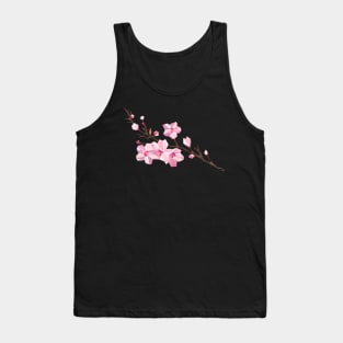 Geometric Japanese Sakura - Cherry Blossoms on White Background Tank Top